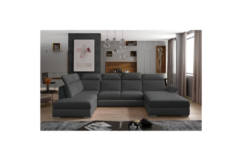 Hörnsoffa Eltap Evanell 336x211x102 cm, Inari 96, Soft 29, Mörkgrå, Grå, Höger