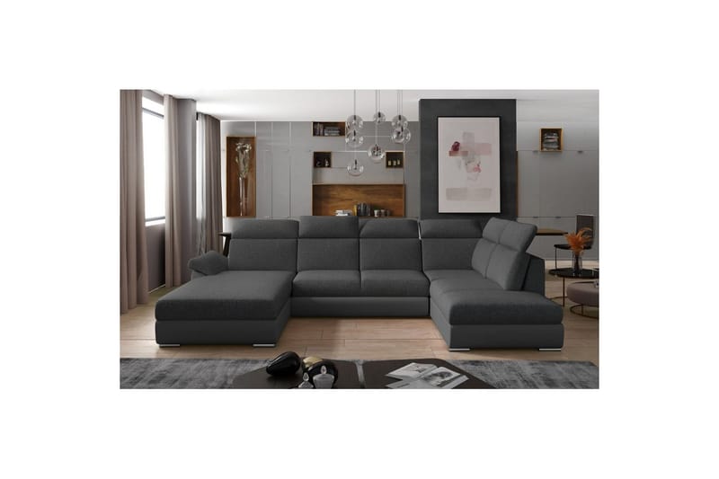 Hörnsoffa Eltap Evanell 336x211x102 cm - Inari 96, Soft 29, Mörkgrå, Grå, Vänster - Möbler - Soffa - Bäddsoffa