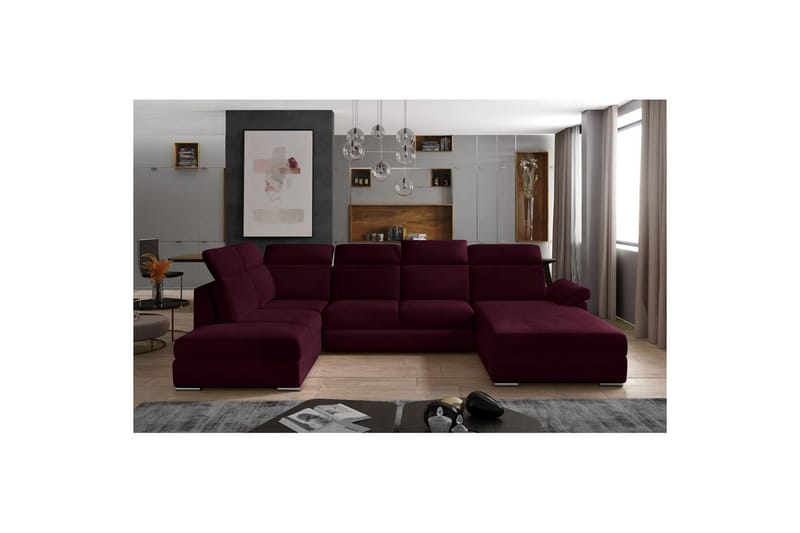 Hörnsoffa Eltap Evanell 336x211x102 cm, Mat Velvet 68, Röd, Höger