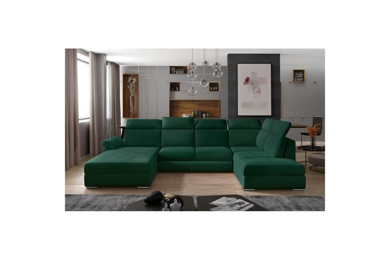 Hörnsoffa Eltap Evanell 336x211x102 cm - Monolith 37, Grön, Vänster - Möbler - Soffa - Bäddsoffa