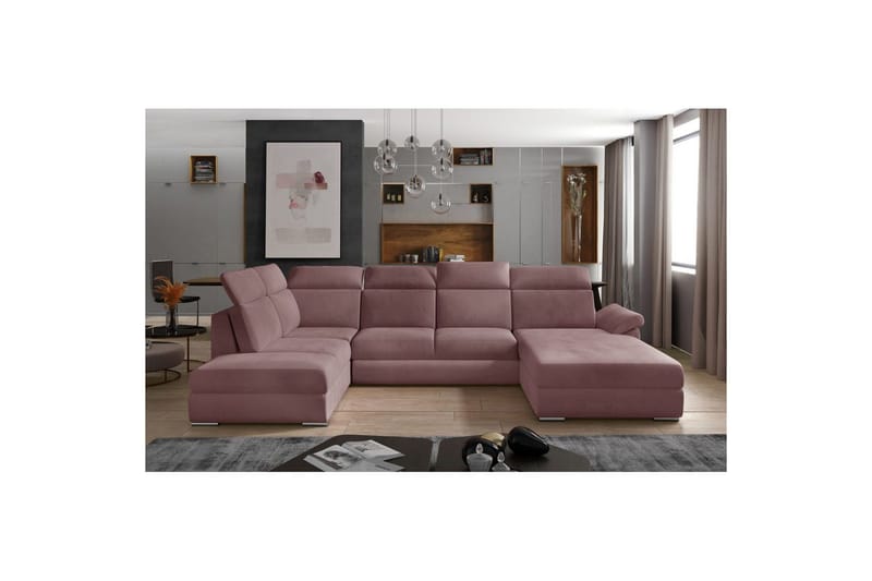Hörnsoffa Eltap Evanell 336x211x102 cm - Monolith 63, Rosa, Höger - Möbler - Soffa - Bäddsoffa