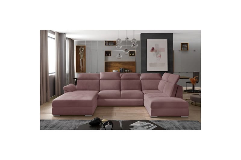 Hörnsoffa Eltap Evanell 336x211x102 cm - Monolith 63, Rosa, Vänster - Möbler - Soffa - Bäddsoffa