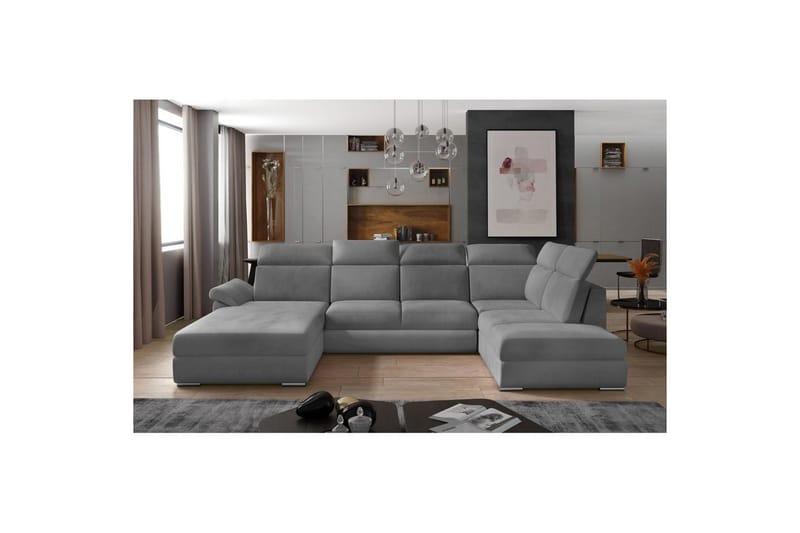 Hörnsoffa Eltap Evanell 336x211x102 cm - Monolith 84, Ljusgrå, Vänster - Möbler - Soffa - Bäddsoffa