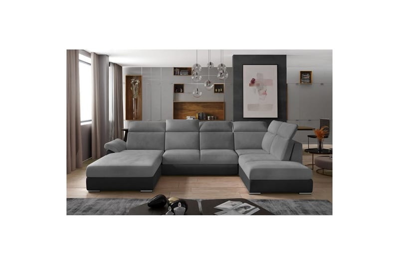 Hörnsoffa Eltap Evanell 336x211x102 cm - Monolith 84, Monolith 97, Ljusgrå, Mörkgrå, Vänster - Möbler - Soffa - Bäddsoffa