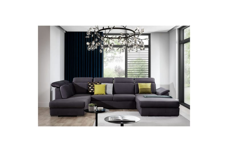 Hörnsoffa Eltap Evanell 336x211x102 cm - Monolith 97, Mörkgrå, Höger - Möbler - Soffa - Bäddsoffa