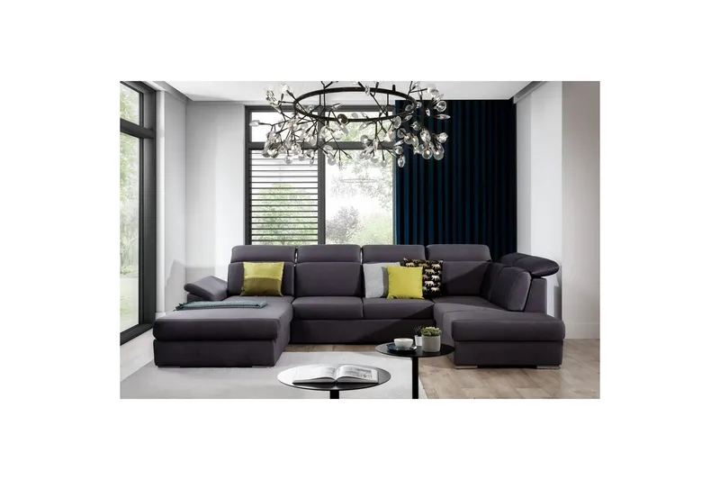 Hörnsoffa Eltap Evanell 336x211x102 cm - Monolith 97, Mörkgrå, Vänster - Möbler - Soffa - Bäddsoffa