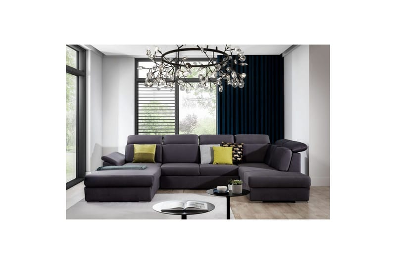 Hörnsoffa Eltap Evanell 336x211x102 cm, Monolith 97, Mörkgrå, Vänster