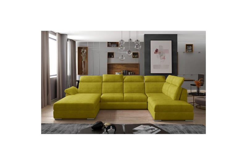 Hörnsoffa Eltap Evanell 336x211x102 cm, Omega 68, Gul, Vänster
