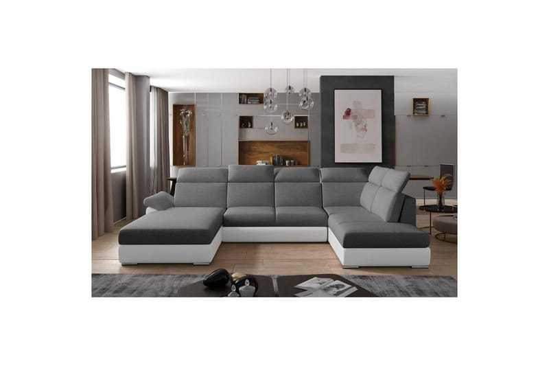 Hörnsoffa Eltap Evanell 336x211x102 cm - Sawana 05, Soft 17, Grå, Vit, Vänster - Möbler - Soffa - Bäddsoffa