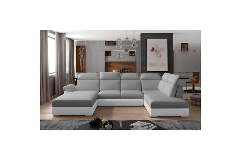 Hörnsoffa Eltap Evanell 336x211x102 cm - Sawana 21, Soft 17, Grå, Vit, Vänster - Möbler - Soffa - Bäddsoffa