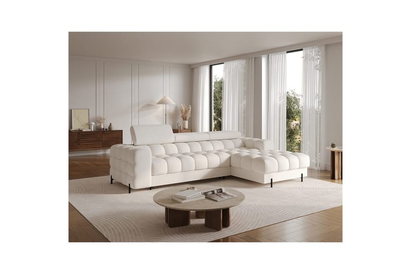 Hörnsoffa Eltap Felro 285x181x93 cm - Amore 01, Vit, Höger - Möbler - Soffa - Bäddsoffa