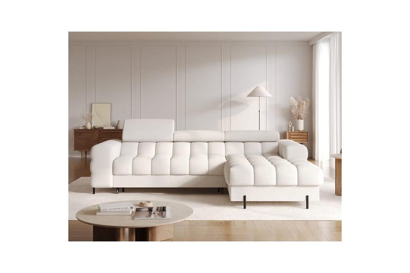 Hörnsoffa Eltap Felro 285x181x93 cm - Amore 01, Vit, Höger - Möbler - Soffa - Bäddsoffa
