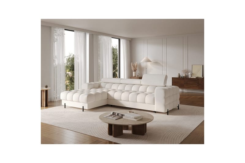 Hörnsoffa Eltap Felro 285x181x93 cm - Amore 01, Vit, Vänster - Möbler - Soffa - Bäddsoffa