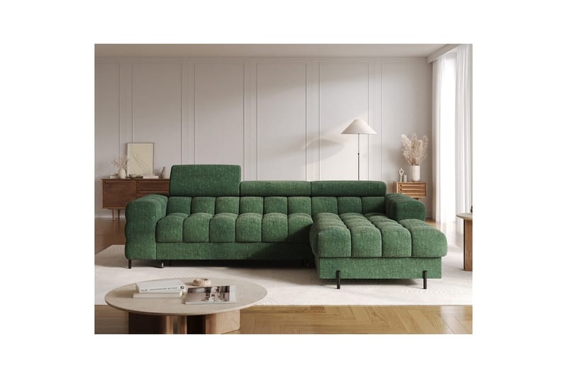 Hörnsoffa Eltap Felro 285x181x93 cm - Amore 35, Grön, Höger - Möbler - Soffa - Bäddsoffa