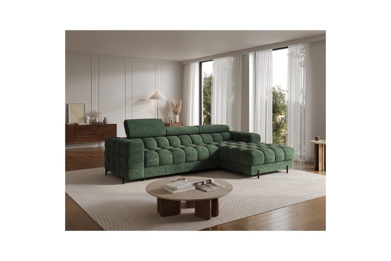 Hörnsoffa Eltap Felro 285x181x93 cm - Amore 35, Grön, Höger - Möbler - Soffa - Bäddsoffa