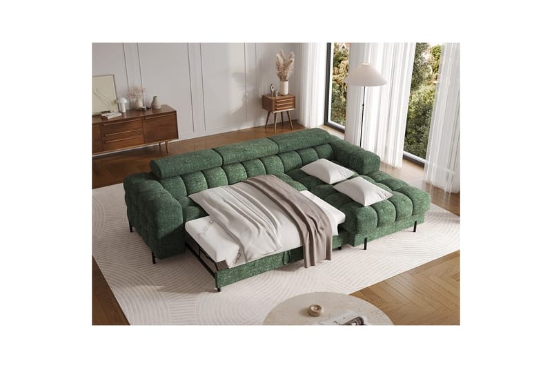 Hörnsoffa Eltap Felro 285x181x93 cm - Amore 35, Grön, Höger - Möbler - Soffa - Bäddsoffa