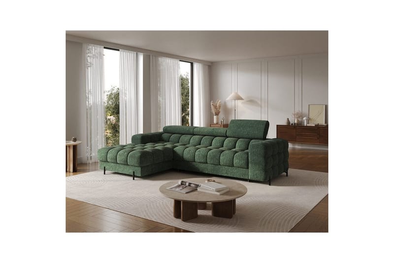 Hörnsoffa Eltap Felro 285x181x93 cm - Amore 35, Grön, Vänster - Möbler - Soffa - Bäddsoffa
