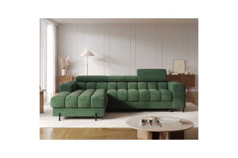 Hörnsoffa Eltap Felro 285x181x93 cm - Amore 35, Grön, Vänster - Möbler - Soffa - Bäddsoffa