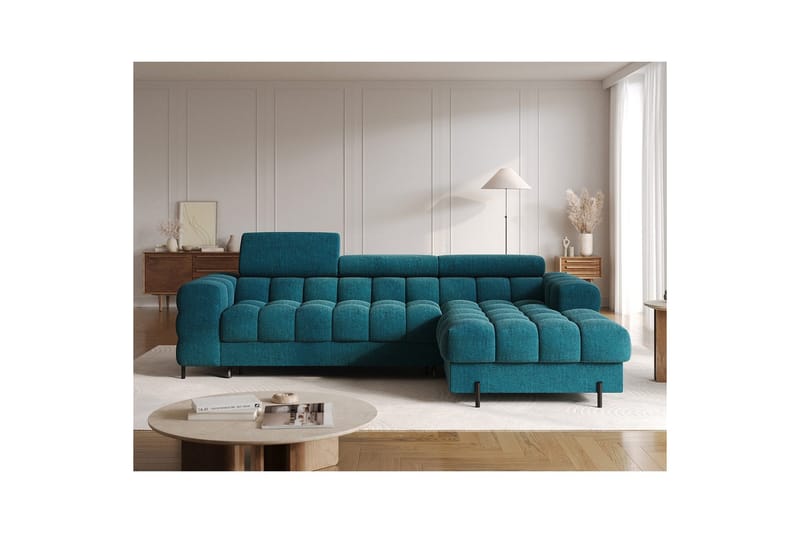 Hörnsoffa Eltap Felro 285x181x93 cm - Amore 40, Blå, Höger - Möbler - Soffa - Bäddsoffa