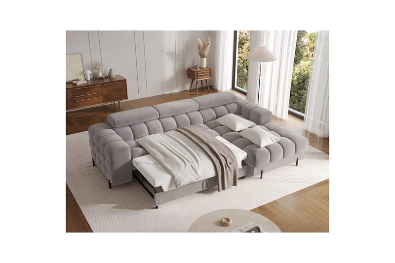 Hörnsoffa Eltap Felro 285x181x93 cm - Aura 04, Grå, Höger - Möbler - Soffa - Bäddsoffa