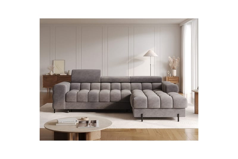 Hörnsoffa Eltap Felro 285x181x93 cm - Aura 04, Grå, Höger - Möbler - Soffa - Bäddsoffa