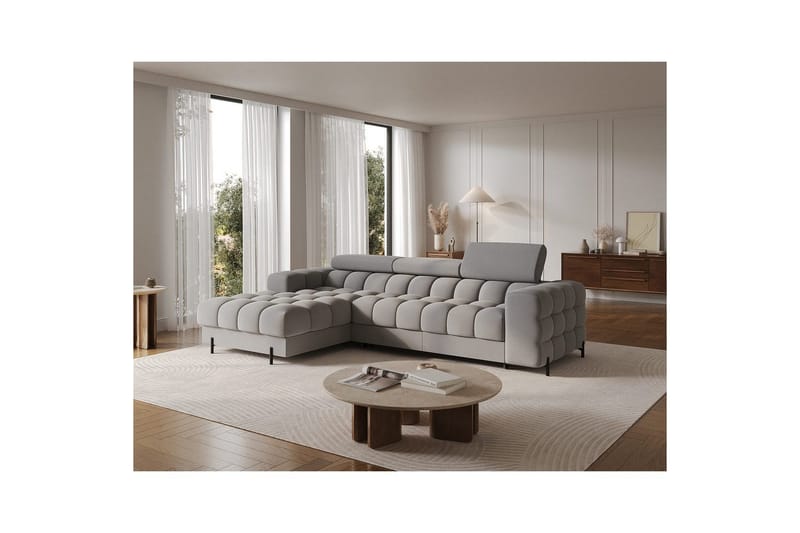 Hörnsoffa Eltap Felro 285x181x93 cm - Aura 04, Grå, Vänster - Möbler - Soffa - Bäddsoffa
