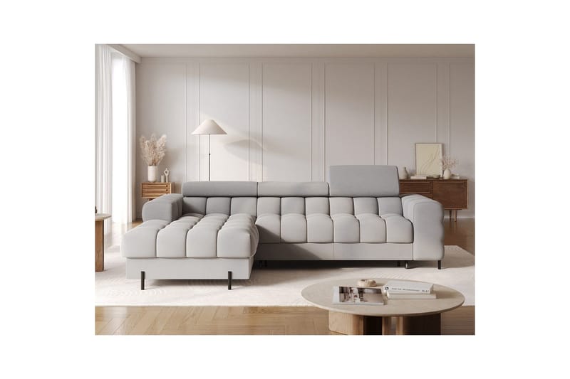 Hörnsoffa Eltap Felro 285x181x93 cm - Aura 04, Grå, Vänster - Möbler - Soffa - Bäddsoffa