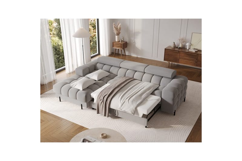 Hörnsoffa Eltap Felro 285x181x93 cm - Aura 04, Grå, Vänster - Möbler - Soffa - Bäddsoffa