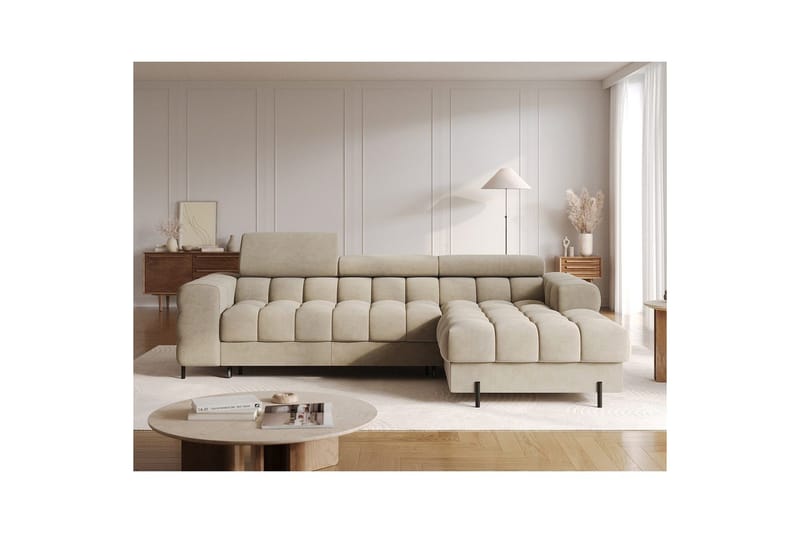 Hörnsoffa Eltap Felro 285x181x93 cm - Aura 18, Beige, Höger - Möbler - Soffa - Bäddsoffa