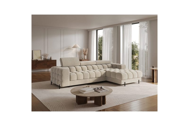 Hörnsoffa Eltap Felro 285x181x93 cm - Aura 18, Beige, Höger - Möbler - Soffa - Bäddsoffa