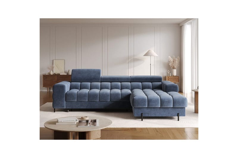 Hörnsoffa Eltap Felro 285x181x93 cm - Aura 40, Blå, Höger - Möbler - Soffa - Bäddsoffa