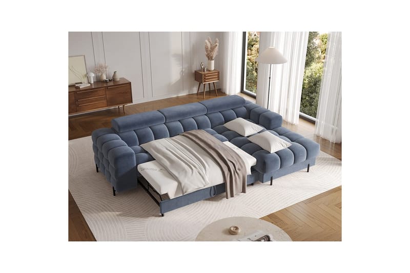 Hörnsoffa Eltap Felro 285x181x93 cm - Aura 40, Blå, Höger - Möbler - Soffa - Bäddsoffa