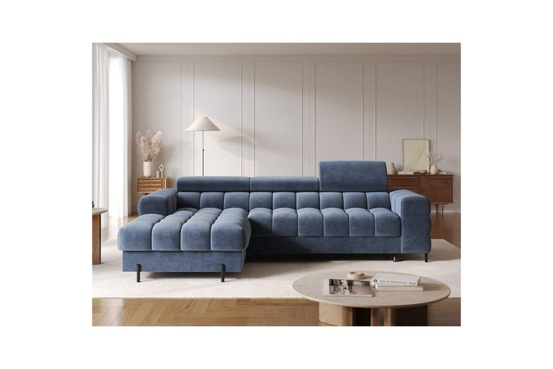 Hörnsoffa Eltap Felro 285x181x93 cm - Aura 40, Blå, Vänster - Möbler - Soffa - Bäddsoffa
