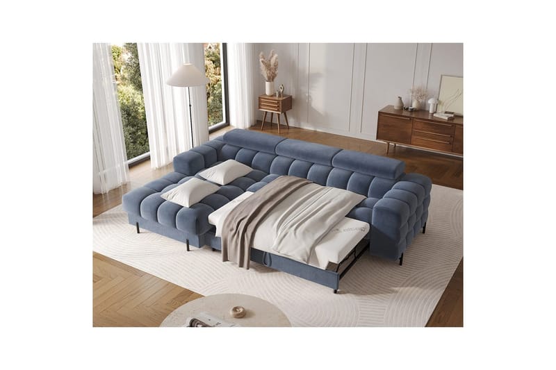 Hörnsoffa Eltap Felro 285x181x93 cm - Aura 40, Blå, Vänster - Möbler - Soffa - Bäddsoffa