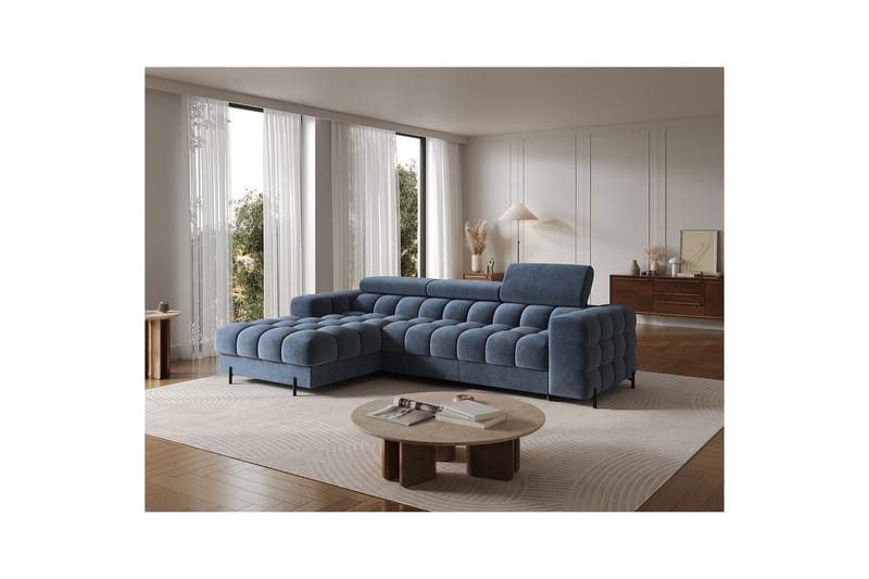 Hörnsoffa Eltap Felro 285x181x93 cm - Aura 40, Blå, Vänster - Möbler - Soffa - Bäddsoffa