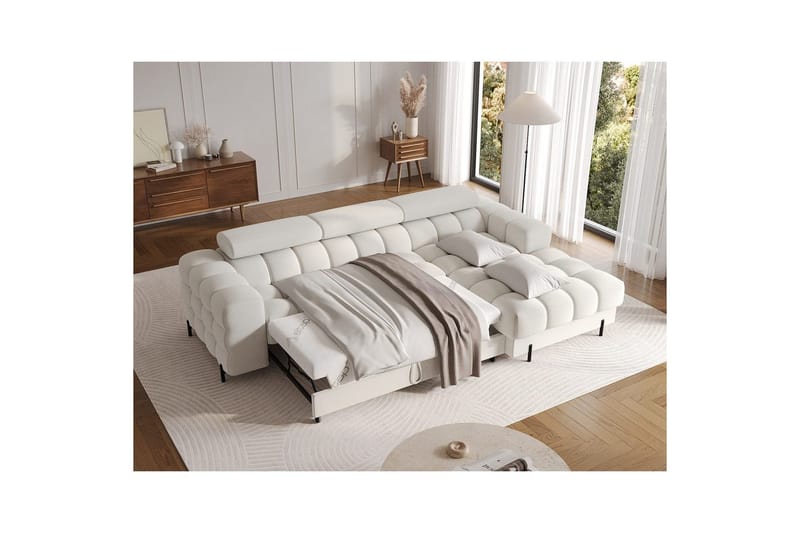 Hörnsoffa Eltap Felro 285x181x93 cm - Royal 01, Vit, Höger - Möbler - Soffa - Bäddsoffa