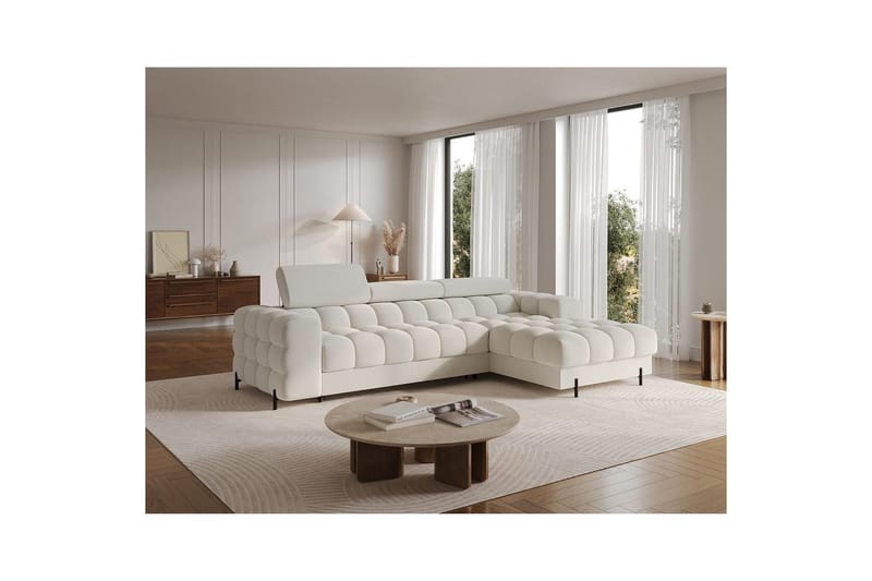 Hörnsoffa Eltap Felro 285x181x93 cm - Royal 01, Vit, Höger - Möbler - Soffa - Bäddsoffa