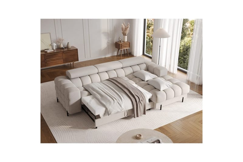 Hörnsoffa Eltap Felro 285x181x93 cm - Royal 18, Beige, Höger - Möbler - Soffa - Bäddsoffa