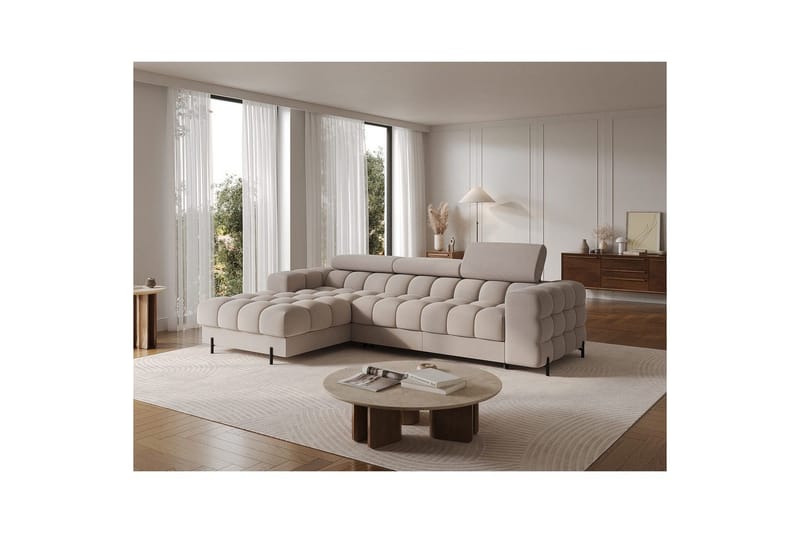 Hörnsoffa Eltap Felro 285x181x93 cm - Royal 18, Beige, Vänster - Möbler - Soffa - Bäddsoffa