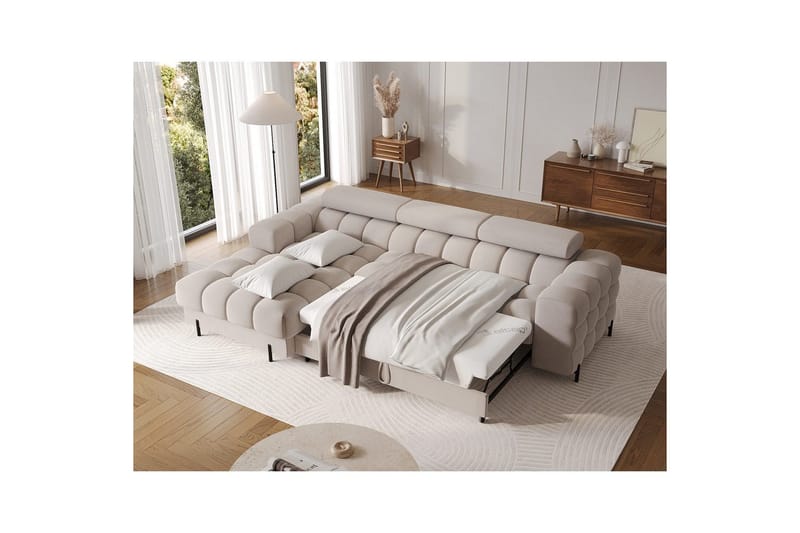 Hörnsoffa Eltap Felro 285x181x93 cm - Royal 18, Beige, Vänster - Möbler - Soffa - Bäddsoffa