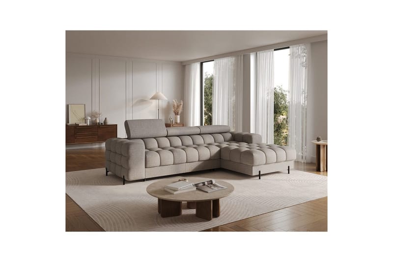 Hörnsoffa Eltap Felro 285x181x93 cm - Royal 20, Beige, Höger - Möbler - Soffa - Bäddsoffa