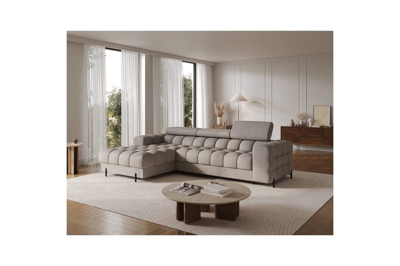 Hörnsoffa Eltap Felro 285x181x93 cm - Royal 20, Beige, Vänster - Möbler - Soffa - Bäddsoffa