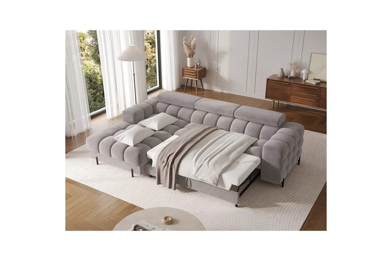 Hörnsoffa Eltap Felro 285x181x93 cm - Sola 04, Grå, Vänster - Möbler - Soffa - Bäddsoffa