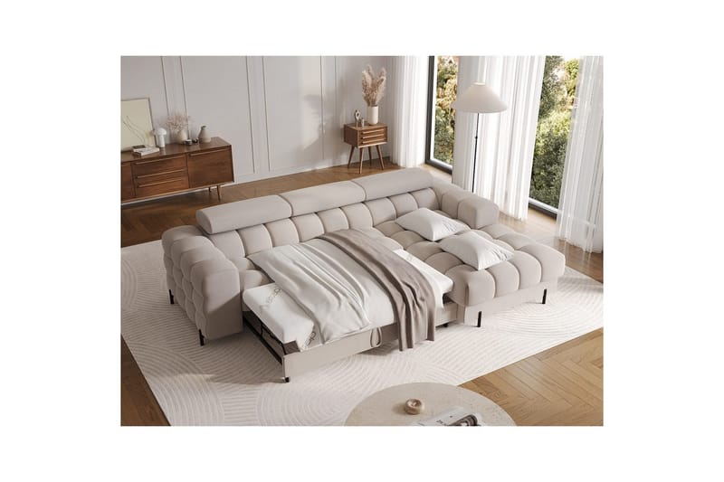 Hörnsoffa Eltap Felro 285x181x93 cm - Sola 18, Beige, Höger - Möbler - Soffa - Bäddsoffa