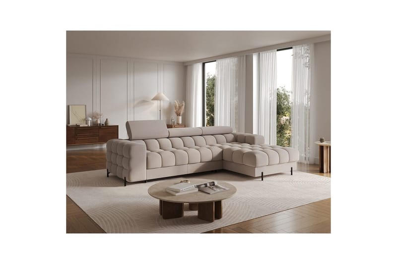Hörnsoffa Eltap Felro 285x181x93 cm - Sola 18, Beige, Höger - Möbler - Soffa - Bäddsoffa