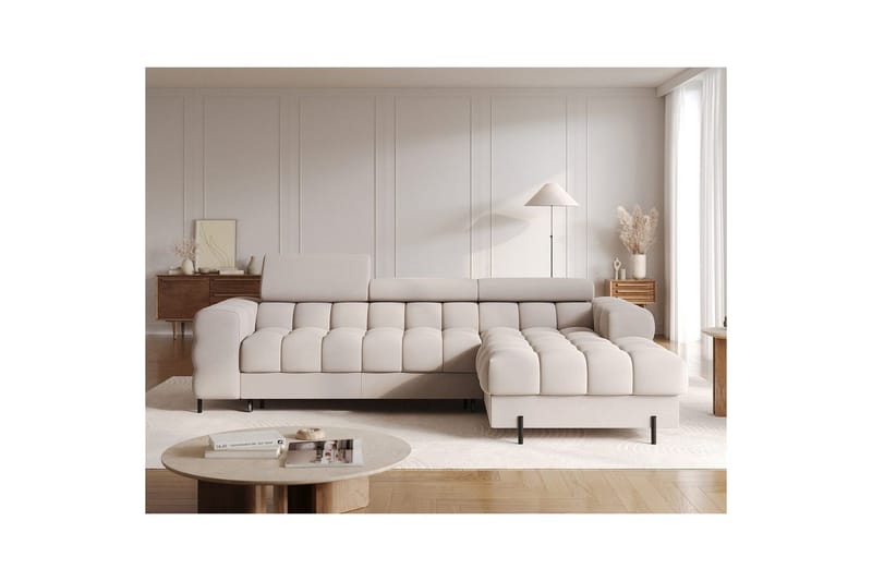 Hörnsoffa Eltap Felro 285x181x93 cm - Sola 18, Beige, Höger - Möbler - Soffa - Bäddsoffa