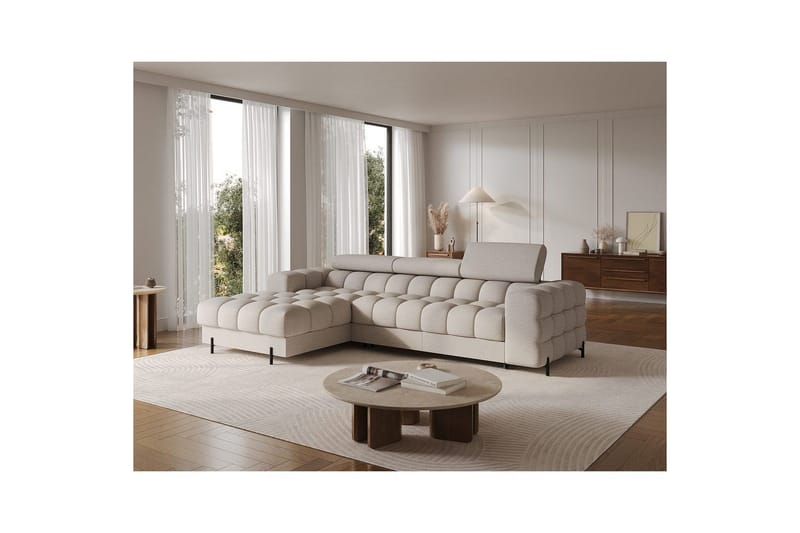 Hörnsoffa Eltap Felro 285x181x93 cm - Sola 18, Beige, Vänster - Möbler - Soffa - Bäddsoffa
