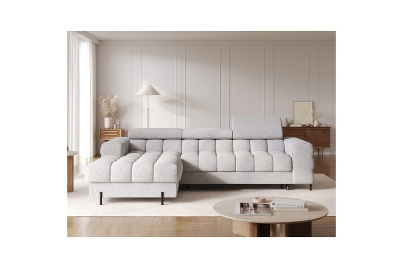 Hörnsoffa Eltap Felro 285x181x93 cm - Pellerito 03, Grå, Vänster - Möbler - Soffa - Bäddsoffa