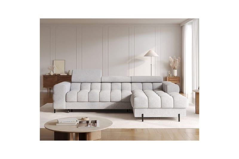 Hörnsoffa Eltap Felro 285x181x93 cm - Pellerito 03, Grå, Höger - Möbler - Soffa - Bäddsoffa