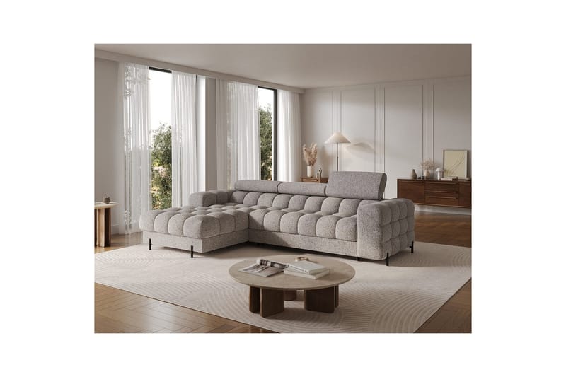 Hörnsoffa Eltap Felro 285x181x93 cm - Pellerito 20, Grå, Vänster - Möbler - Soffa - Bäddsoffa
